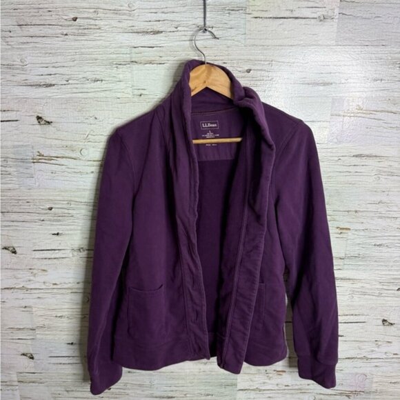 L.L. Bean Deep Purple sweater Jacket size large - Picture 1 of 9
